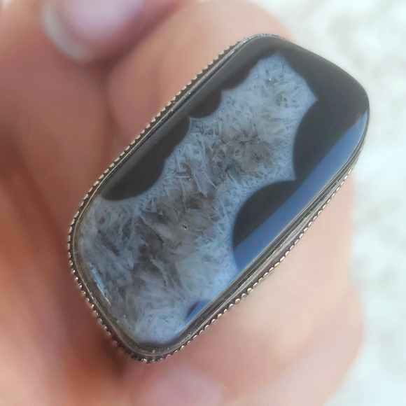 New Overzized Solar Quartz Agate 925 Silver Ring. - Picture 12 of 12
